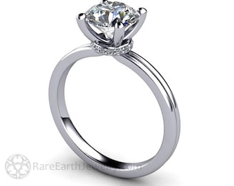 Moissanite Solitaire Engagement Ring Forever One Moissanite Engagement Ring Round Moissanite Ring Eco-Friendly Diamond Alternative