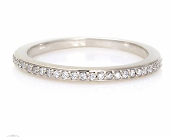 18K Diamond Wedding Band Diamond Anniversary Band Diamond Ring Stacking Ring