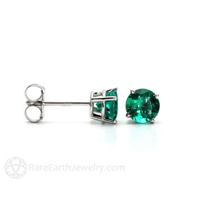 14K Emerald Earrings Emerald Stud Earrings Emerald Studs Post Earrings May Birthstone