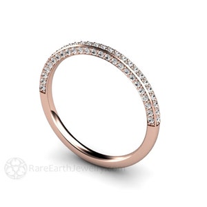 Matching Diamond Wedding Band for 14K and Palladium Cathedral Halo Morganite Engagement Ring image 1