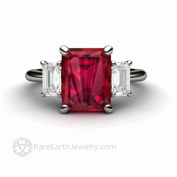 Platinum and 18ct Gold Ruby and Diamond 3-Stone Engagement Ring - Hancocks  Jewellers