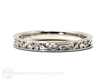 Filigree Wedding Band Wedding Ring for Vintage Ring Art Nouveau Art Deco Engagement Ring 14K 18K Gold or Platinum