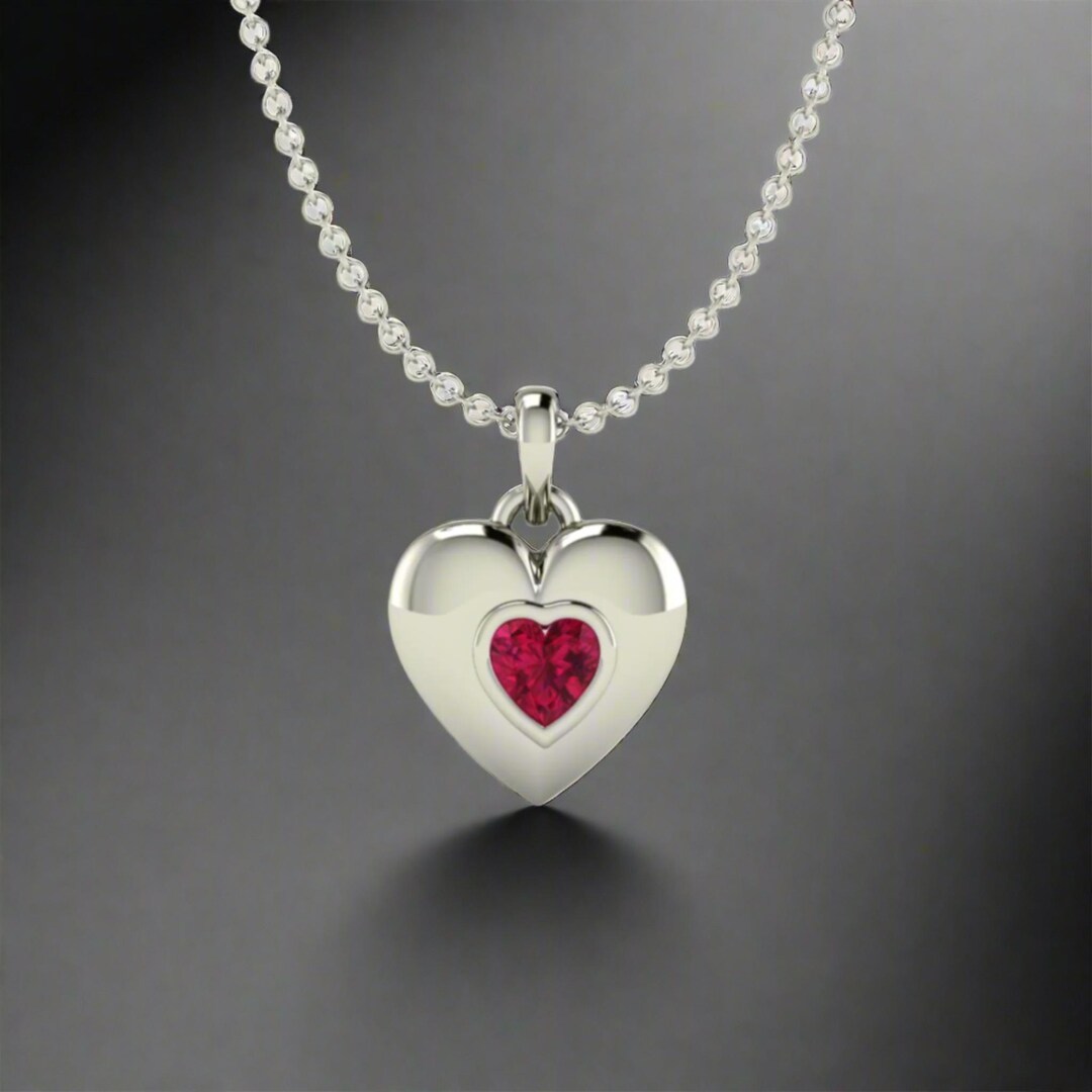 Ruby Heart with Omega Back Closure main image 1