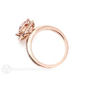 Morganite Engagement Ring Rose Gold Princess Cut with Diamonds Morganite Halo Ring Custom Wedding Ring image 4