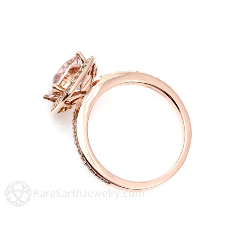 Morganite Engagement Ring Rose Gold Princess Cut with Diamonds Morganite Halo Ring Custom Wedding Ring image 4