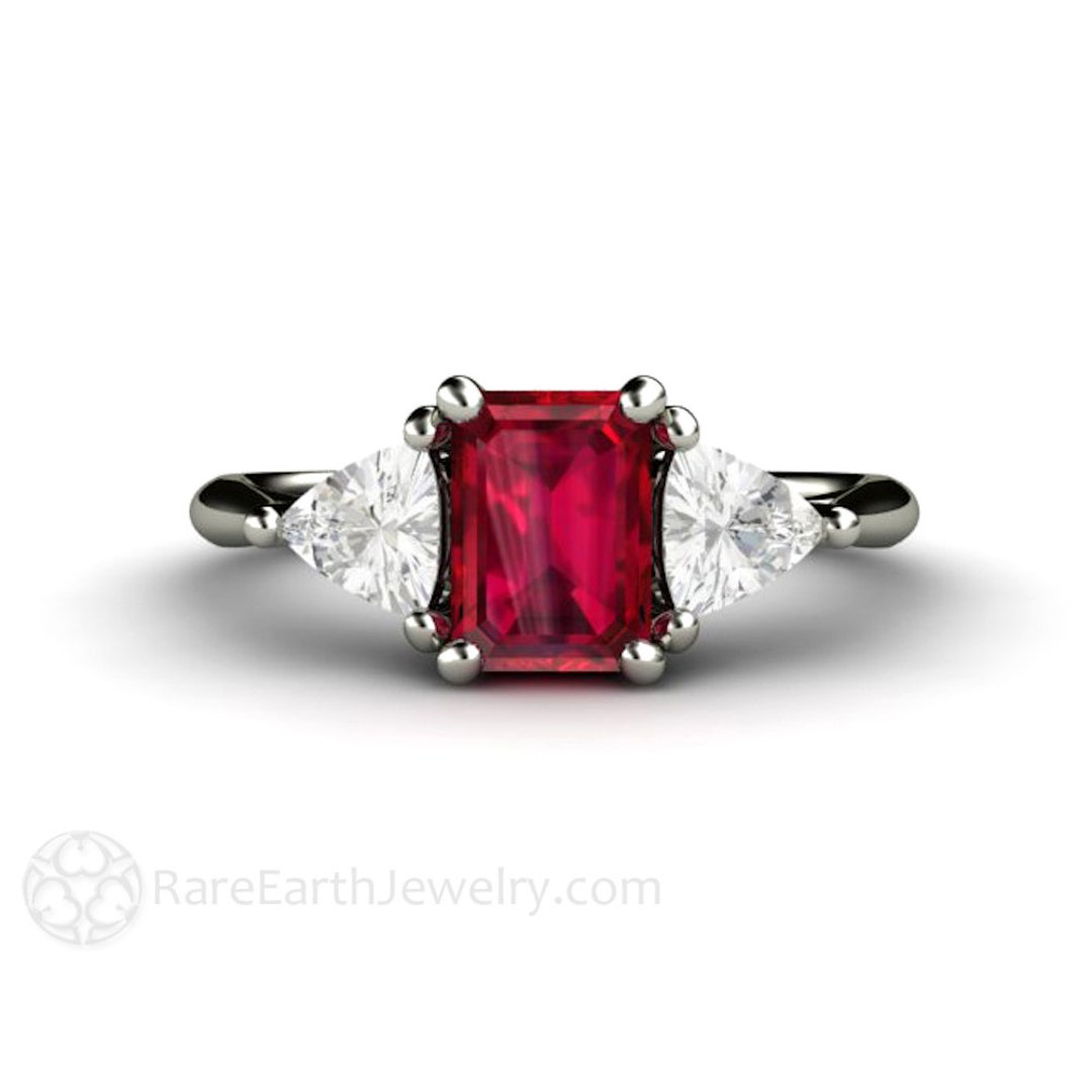 Natural Ruby Engagement Ring Vintage Style Real Ruby Ring With Diamonds ...