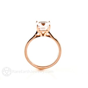 Morganite Ring Morganite Engagement Ring 14K or 18K Rose Gold Emerald Solitaire Gemstone Ring image 4