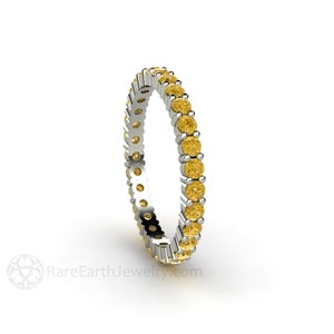 Yellow Diamond Ring, Yellow Diamond Eternity Band Natural Yellow Diamond Wedding Ring or Anniversary Band in 14K 18K Gold or Platinum