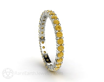 Yellow Diamond Ring, Yellow Diamond Eternity Band Natural Yellow Diamond Wedding Ring or Anniversary Band in 14K 18K Gold or Platinum