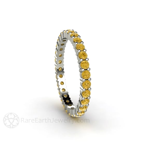Yellow Diamond Ring, Yellow Diamond Eternity Band Natural Yellow Diamond Wedding Ring or Anniversary Band in 14K 18K Gold or Platinum