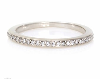 Classic Diamond Wedding Ring | Diamond Anniversary Band | Diamond Stacking Ring 14K 18K Gold or Platinum