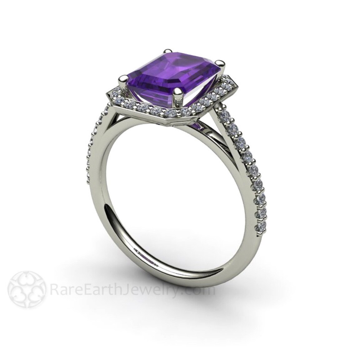 Amethyst Wedding Set Amethyst Engagement Ring and Wedding Band Etsy
