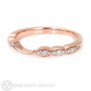 Matching White Sapphire Wedding Band for 14K and Palladium Asscher and Round Halo Engagement Rings
