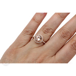 Morganite Engagement Ring Morganite Ring Diamond Halo 14K Rose Gold Wedding Ring image 2