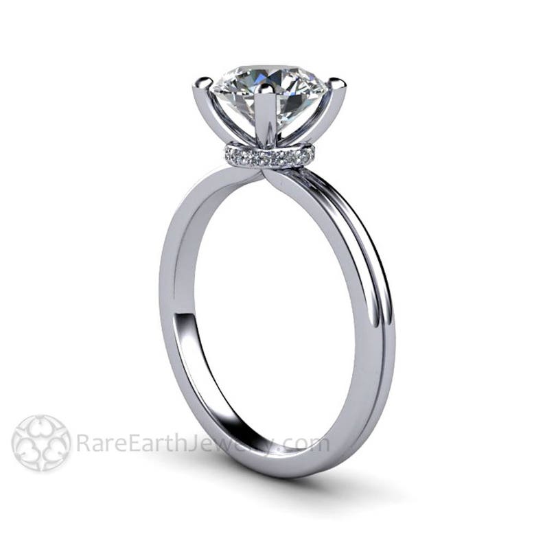 Moissanite Solitaire Engagement Ring Forever One Moissanite Engagement Ring Round Moissanite Ring Eco-Friendly Diamond Alternative image 5