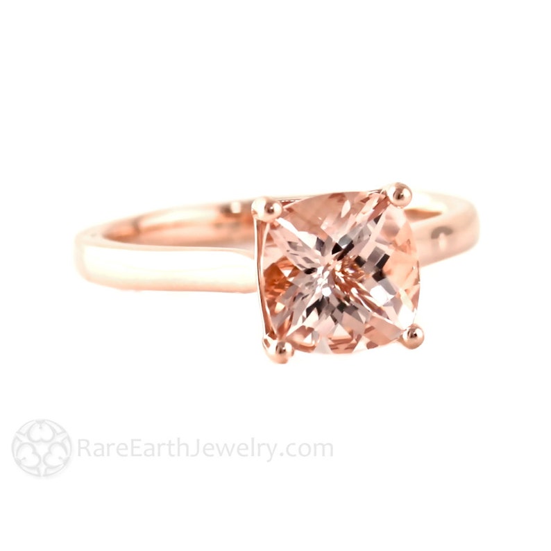 morganite cushion cut ring four prong natural morganite solitaire engagement ring in rose gold