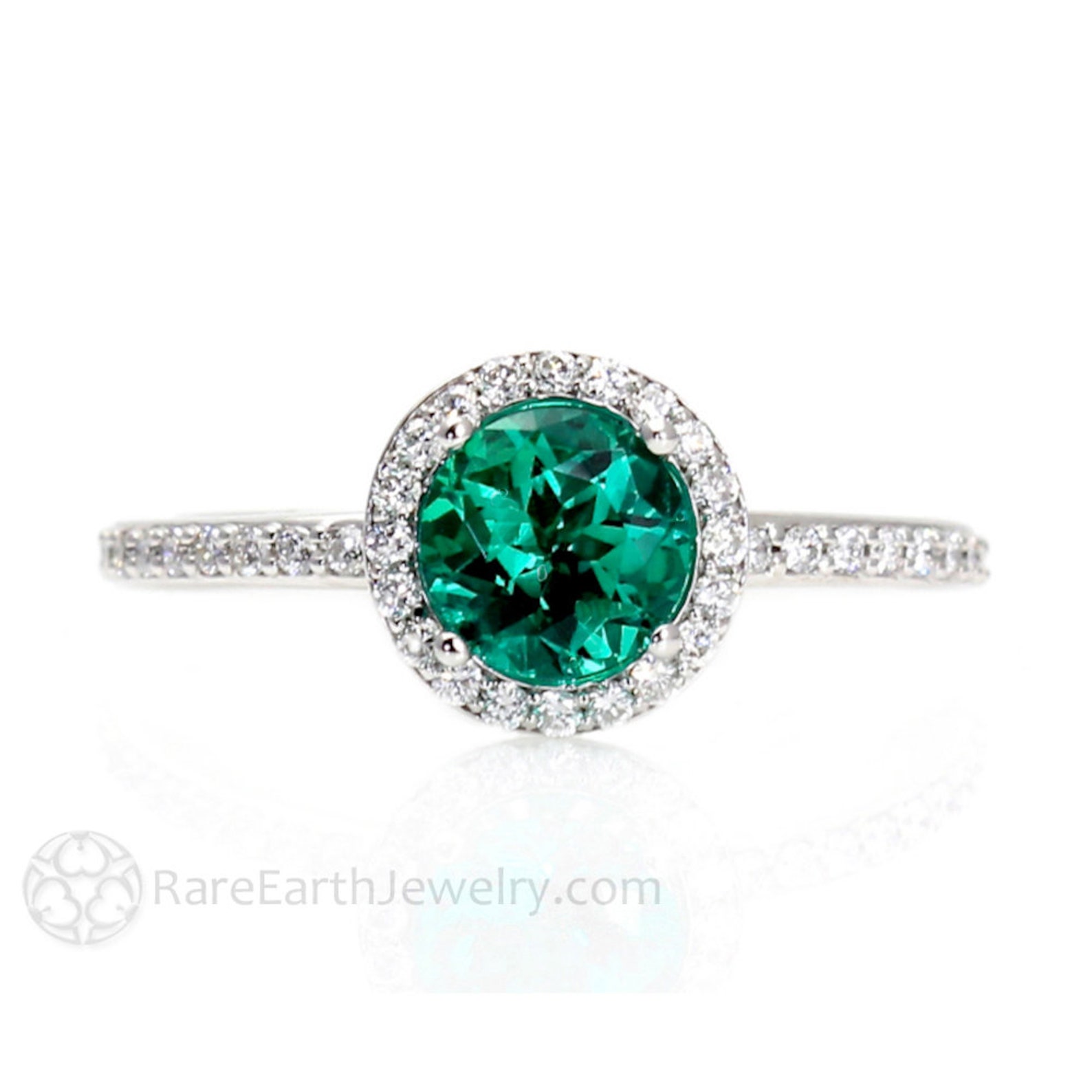 Emerald Engagement Ring Emerald Ring Platinum Diamond Halo May Etsy