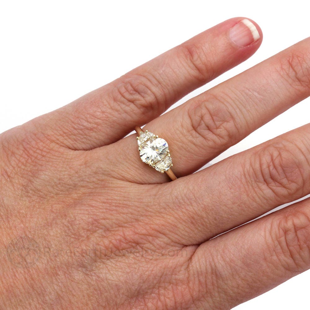 Moissanite Engagement Ring Moissanite Ring Oval 3 Stone Etsy