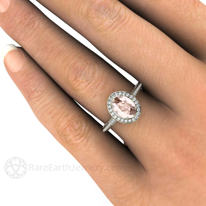 14K Engagement Ring Oval Diamond Halo Setting Etsy