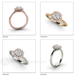 Cushion Cut Diamond Engagement Ring with Pink Diamond Halo Australian Argyle Pink Diamond Ring Cluster Design 14K or 18K Gold image 5