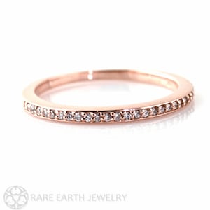 Classic Diamond Wedding Band | 2mm Diamond Stacking Ring | Gold or Platinum Anniversary Band