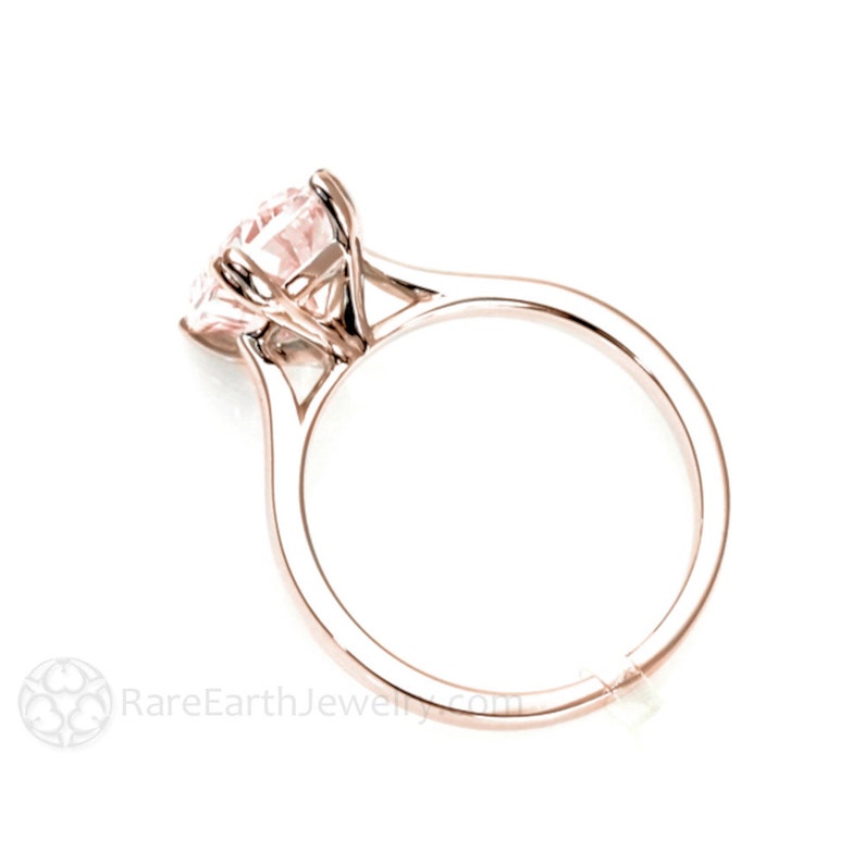 Rose Gold Morganite Ring Large Cushion Double Prong Solitaire Morganite Engagement Ring 14K White Yellow Rose Gold Bridal Jewelry image 3