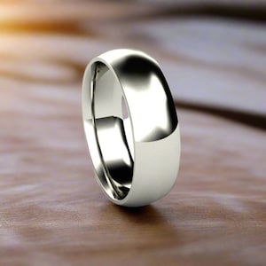 6mm Half Round Comfort Fit Wedding Band | 14K Gold Wedding Ring for Men or Women