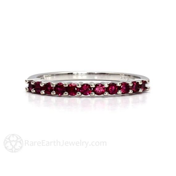 Ruby Wedding Ring Ruby Anniversary Band Real Natural Ruby Etsy