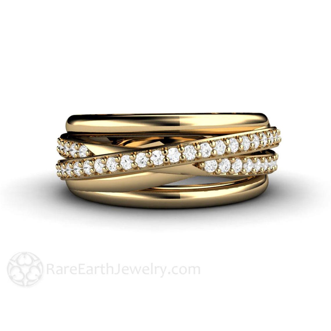 Diamond Stacking Ring Criss Cross Trinity Diamond Band Stack - Etsy