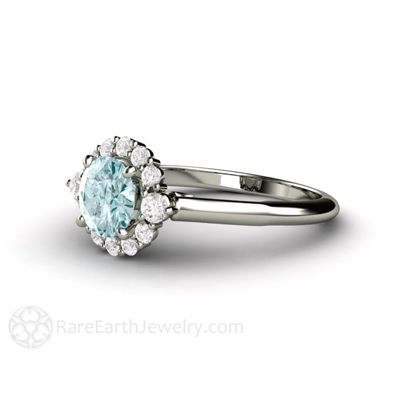 Engagement Ring with Light Blue Stone Blue Moissanite Ring Etsy