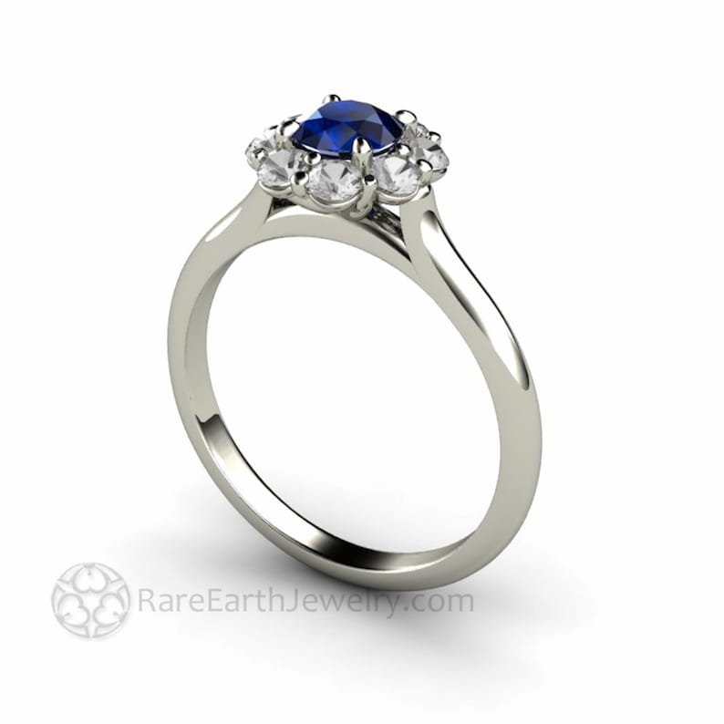 Bague de fiançailles en saphir bleu naturel anneau de saphir Etsy France