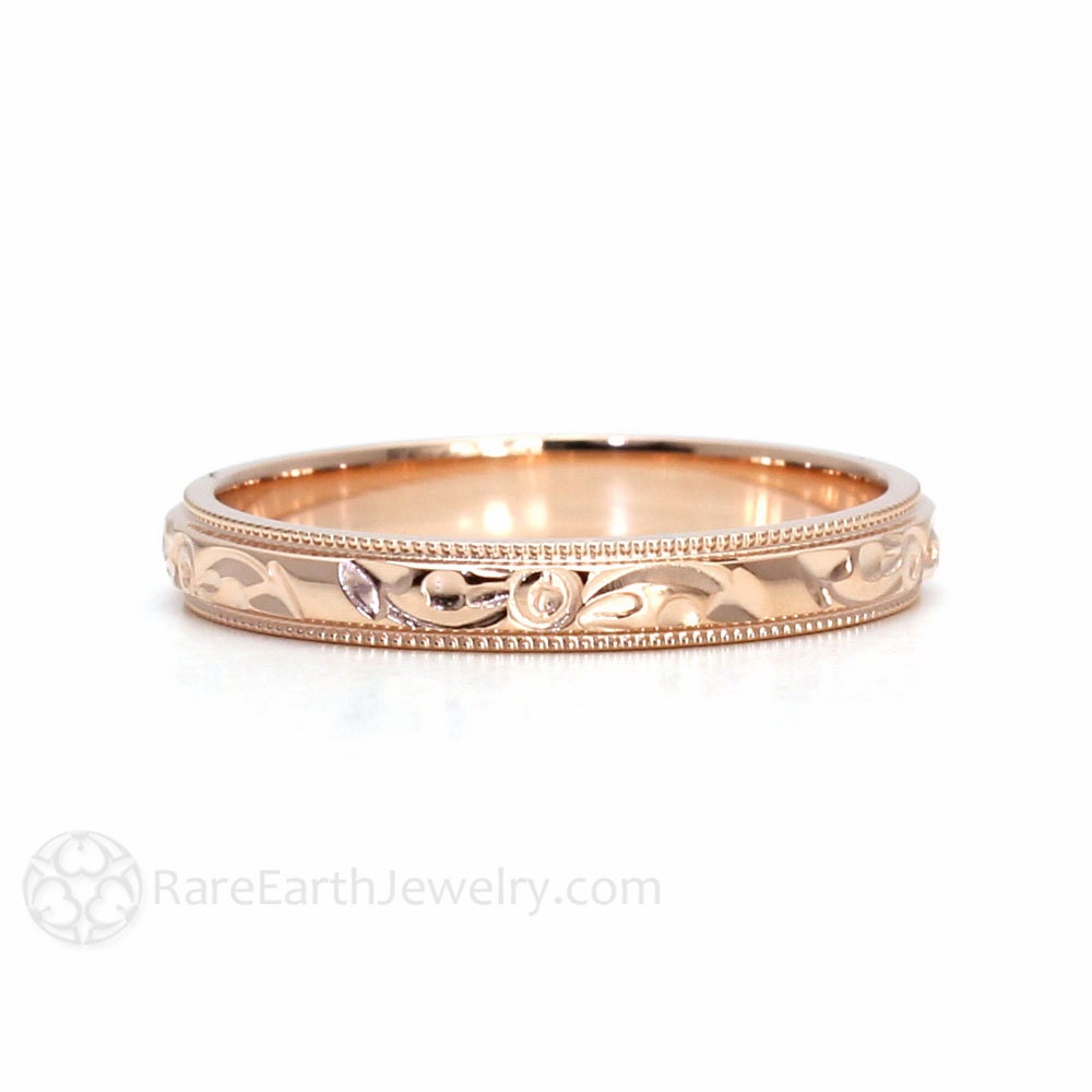 Engraved Wedding Band Vintage Inspired 