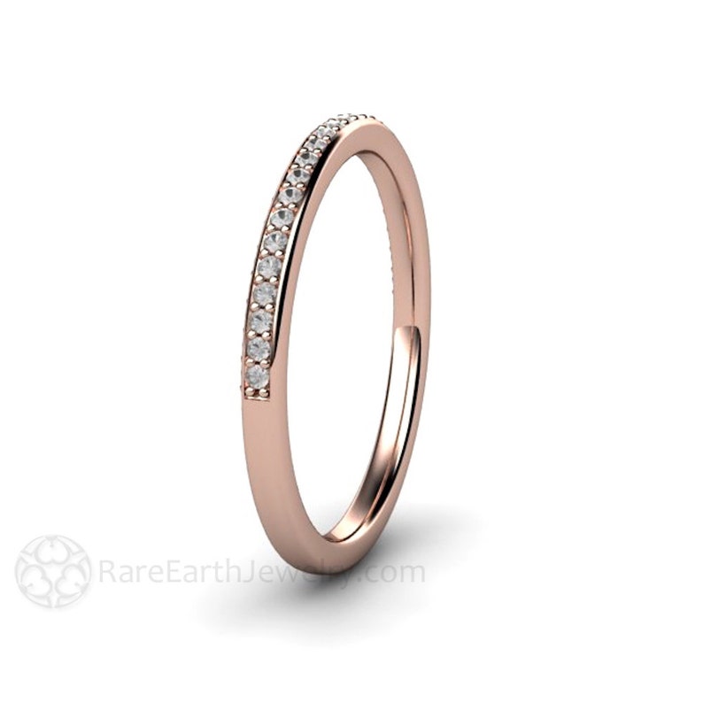 Matching Diamond Wedding Band for 14K and Palladium Cathedral Halo Morganite Engagement Ring image 2