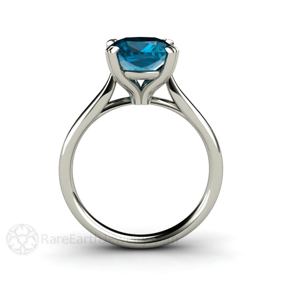 Cushion London Blue Topaz Ring London Blue Gemstone Ring | Etsy