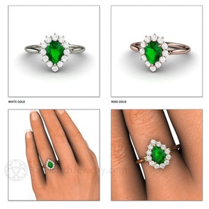 Tsavorite Garnet Ring Green Garnet Engagement Ring with Diamonds 14K or 18K Gold Vintage Style Cluster Halo image 5