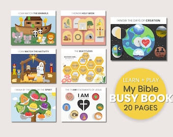 Busy Bible Book Printable, Toddler Quiet Book, Preschool Curriculum, Homeschool Learning Binder, Montessori Educational Instant Download