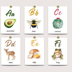 Afdrukbare ABC-alfabet-flashcards, ABC-educatieve kaarten, AZ-kaarten, ABC leren, voorschoolse activiteit, montessori, klasdecor, peuters