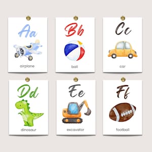 Cartões com o alfabeto ABC para imprimir, cartões educativos ABC, cartões de A a Z, aprenda o alfabeto, atividades pré-escolares, Montessori, decoração de sala de aula, crianças pequenas
