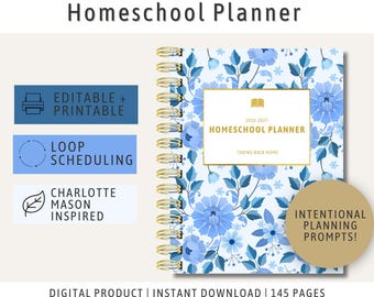 Editable Homeschool Planner + 2026-2027 Homeschool Planner + Homeschool Printable Planner + Loop Scheduling + Classical Charlotte Mason