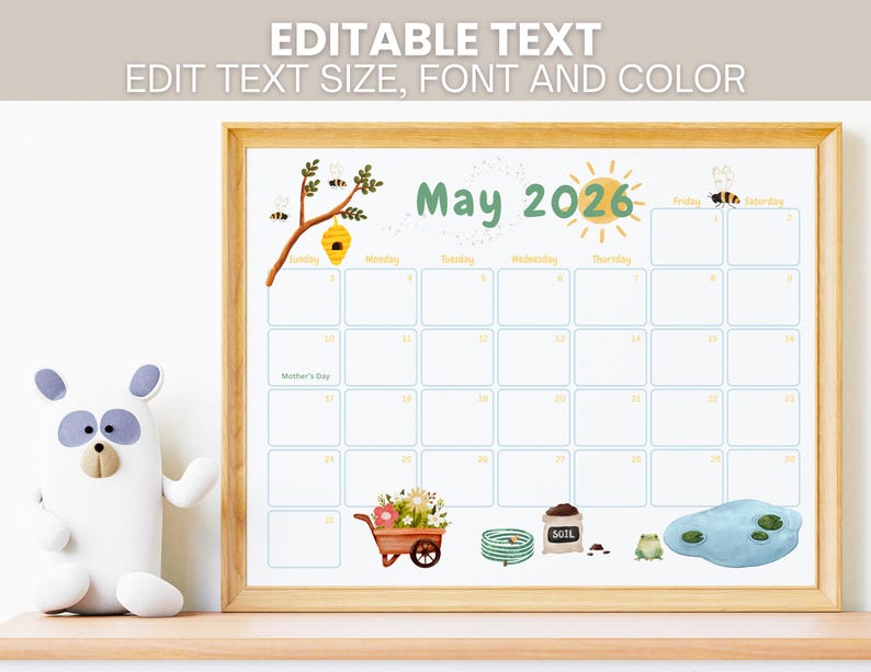 Printable Kids Calendar 2026, Kids Monthly Planner, Kids Schedule ...