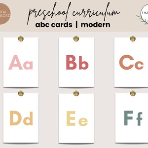 Alfabet-flashkaarten, ABC-flashkaarten, educatieve kaarten, AZ-kaarten, ABC leren, voorschoolse activiteit, Montessori, boho-kwekerij, ABC afdrukbaar
