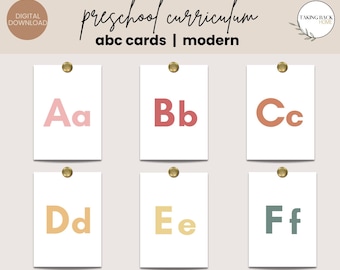 Tarjetas didácticas del alfabeto, tarjetas didácticas del abecedario, tarjetas educativas, tarjetas de la A a la Z, aprender el abecedario, actividades preescolares, Montessori, guardería bohemia, imprimibles del abecedario