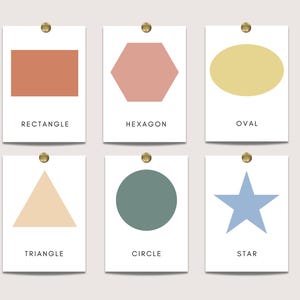 Rainbow Modern Shapes Flashcards, Preschool Materials,  Geometric Flash Cards, Preschool Activity, Montessori Learning Printable, Homeschool