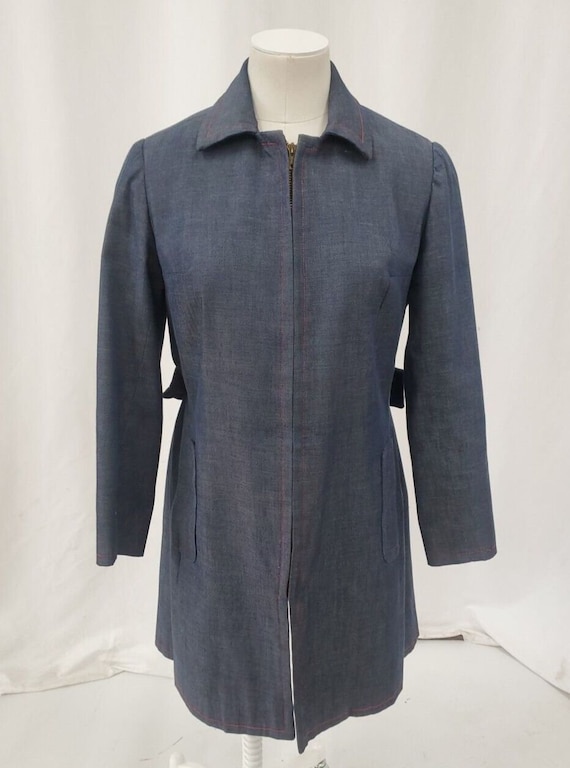 Vintage 1960's Denim Trench Coat Handmade Women's