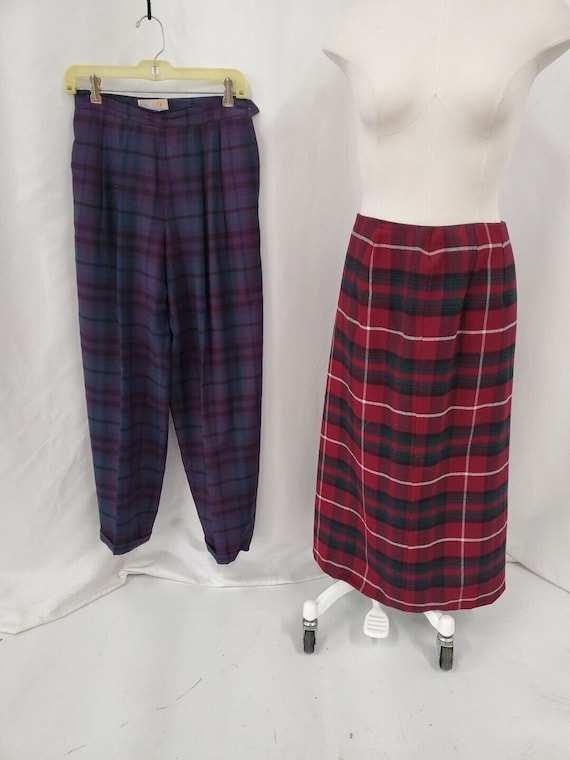 Vintage Liz Claiborne Plaid Pants And Skirt