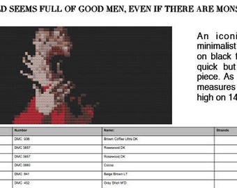 Bram Stoker's Dracula Gary Oldman Count custom cross stitch pattern PDF