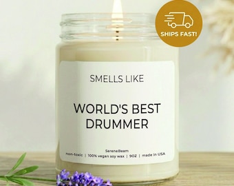World's Drummer Soy Candle, Musician Gift, Vegan Wax Candle