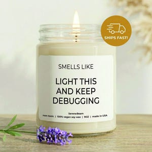Funny Programmer Debugging Candle, Coder Software Engineer Gift, Tech Developer Present
