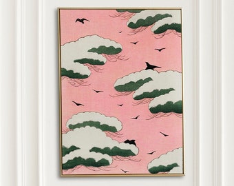Pink Sky Japanese Art Print: Watanabe Seitei Ukiyo-e Style - Etsy
