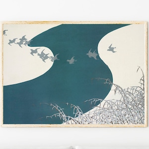 Kamisaka Sekka Painting Print, Japanese Woodblock Prints, Japanese Art Wall Decor, Kamisaka Sekka Wall Art, Birds from Momoyogusa Graphic